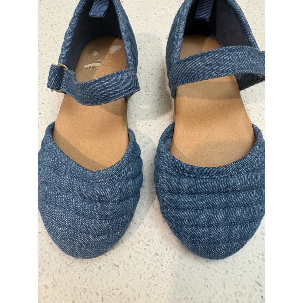 Old Navy Girls Toddler 8 Blue Denim Quilted Mary Jane Flats Shoes